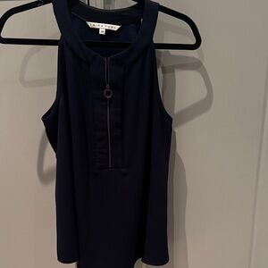 Trina Turk Navy Halter Zip-Front Camisole